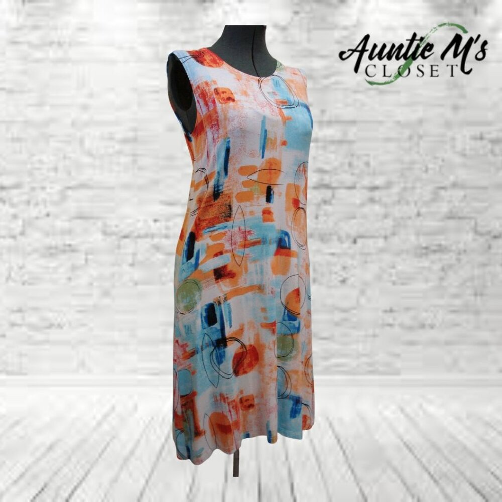 Julia Divina "Abstract Energy Print" Sleeveless Dress.